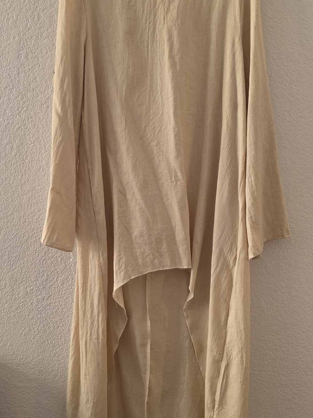 Light Cream Long Sleeve Open Front Women's Top
